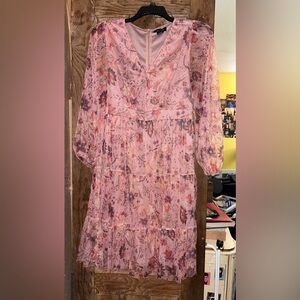 Pink Floral Midi Dress